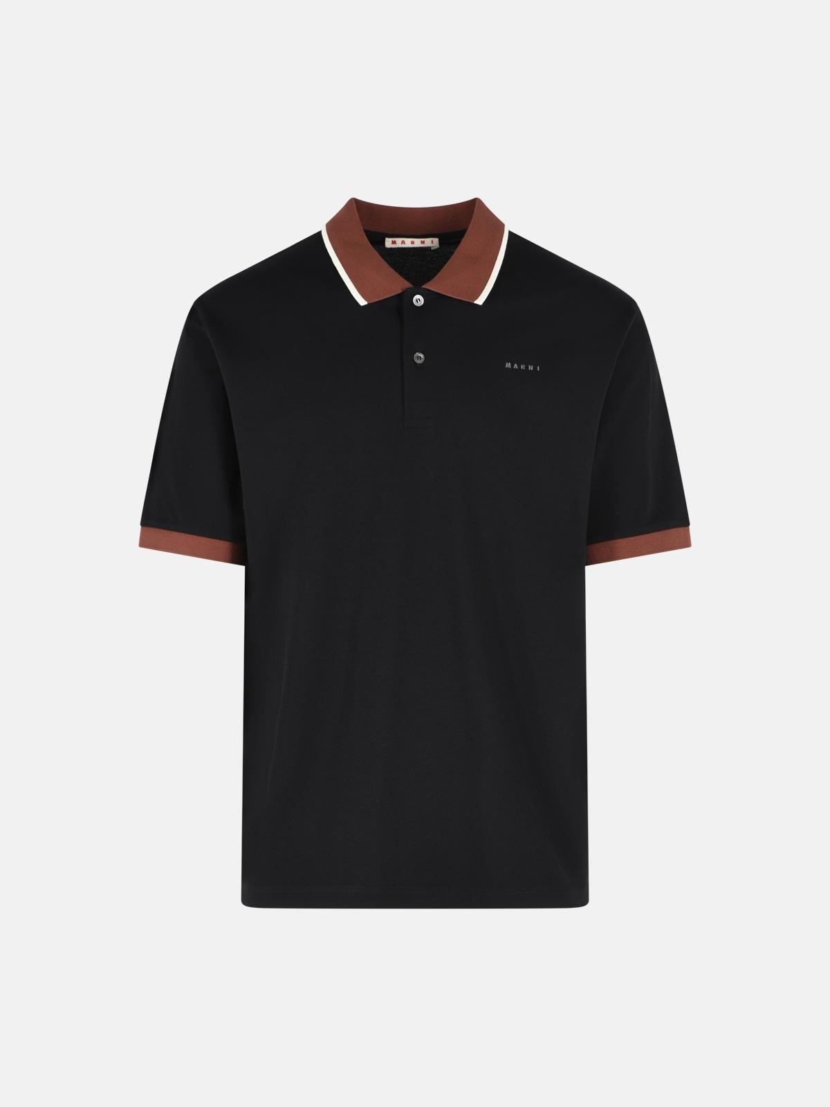 MARNI Black Cotton Polo Shirt　MARNI ブラック コットン ポロシャツ MARNI
