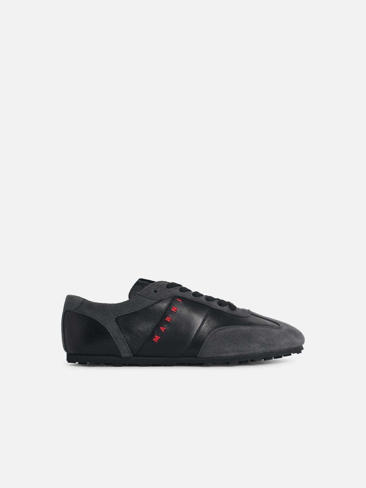 MARNI 'Softy Soccer' Black And Grey Leather Sneakers　MARNI ソフティー サッカー ブラック & グレー レザー スニーカー MARNI