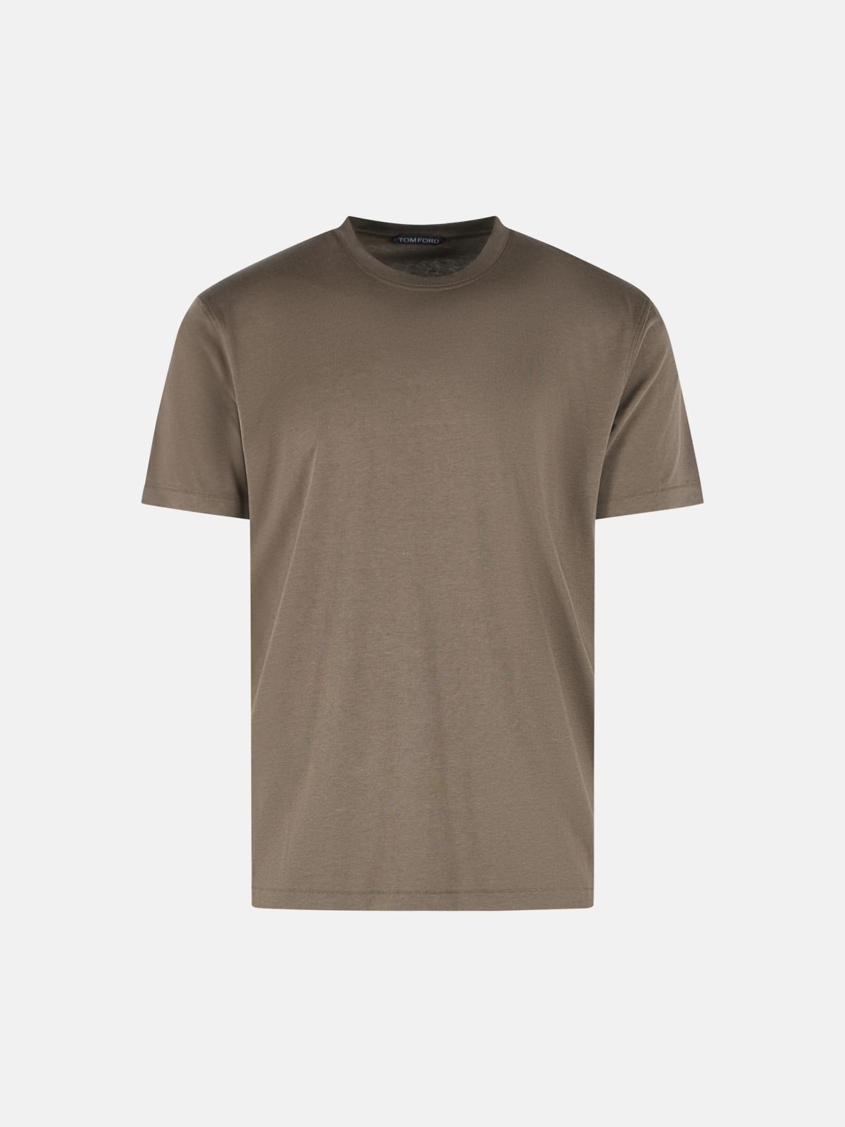 TOM FORD Lyocell And Green Cotton T-Shirt　TOM FORD リヨセル & グリーン コットン T シャツ TOM