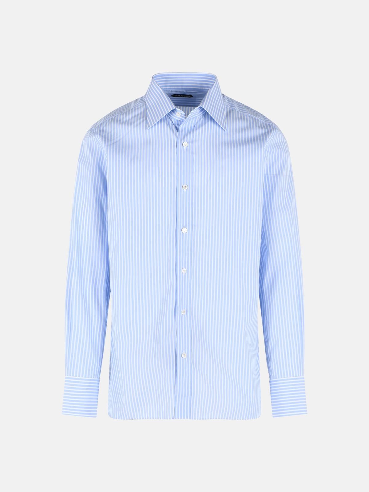 TOM FORD Light Blue And White Cotton Shirt TOM