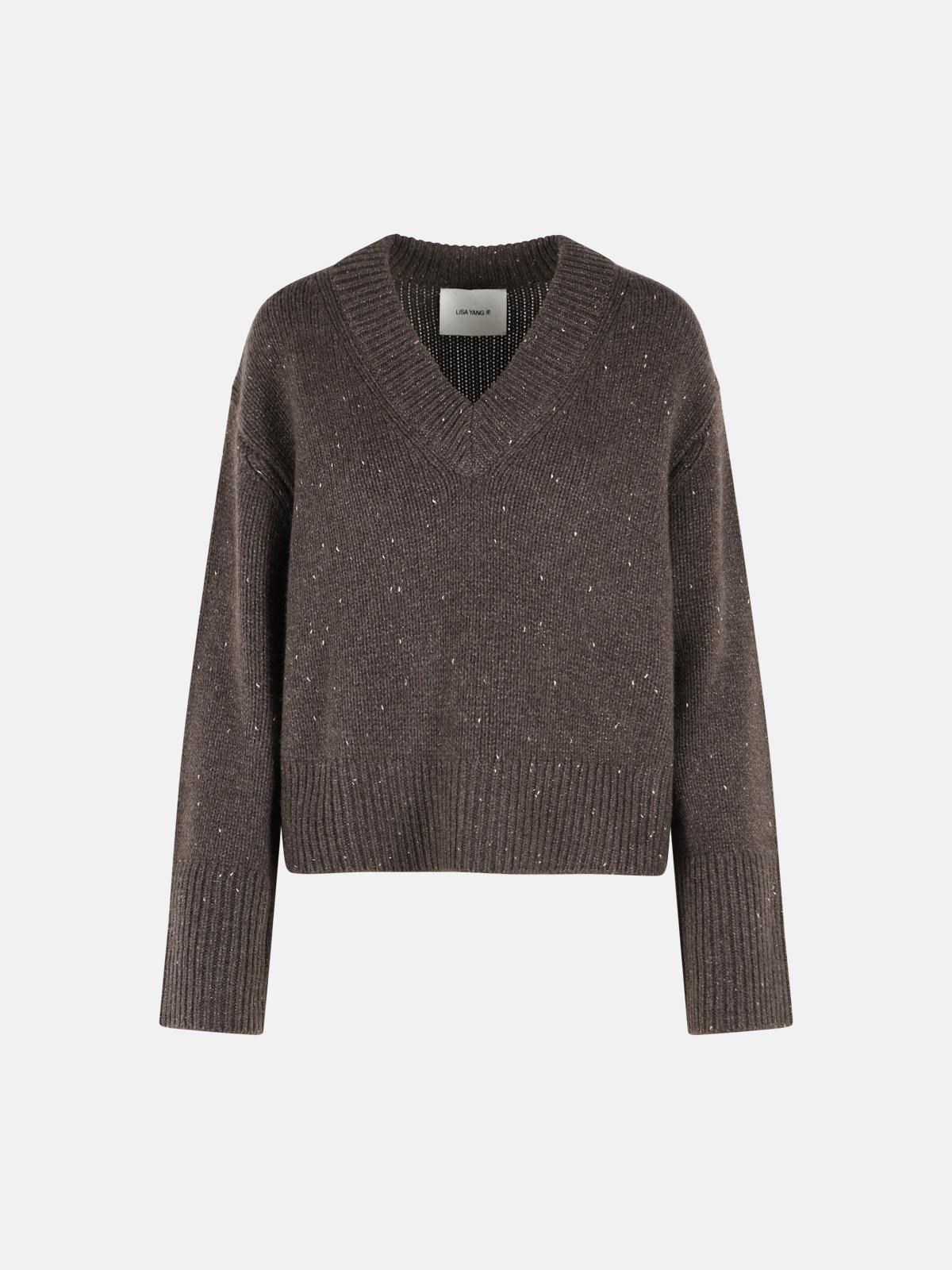 Lisa Yang 'anella Sparkly' Cocoa Brown Cashmere Sweater