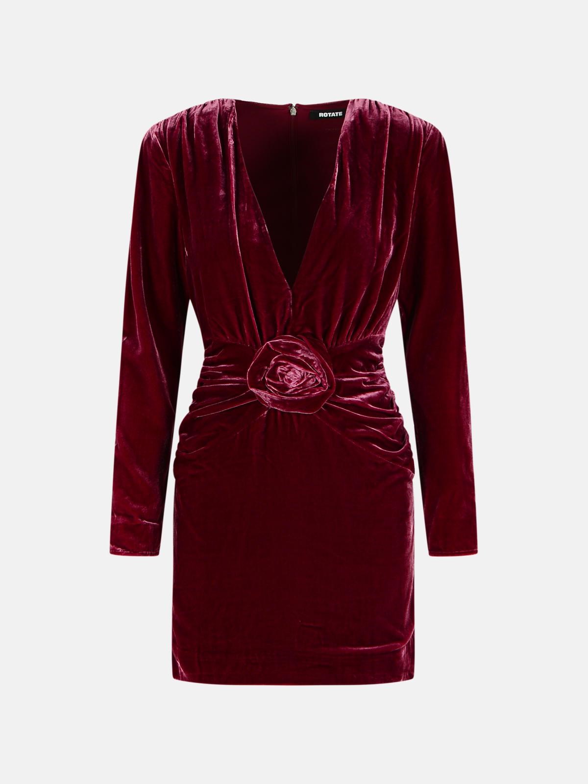 ROTATE Burgundy Silk Velvet Mini Dress
