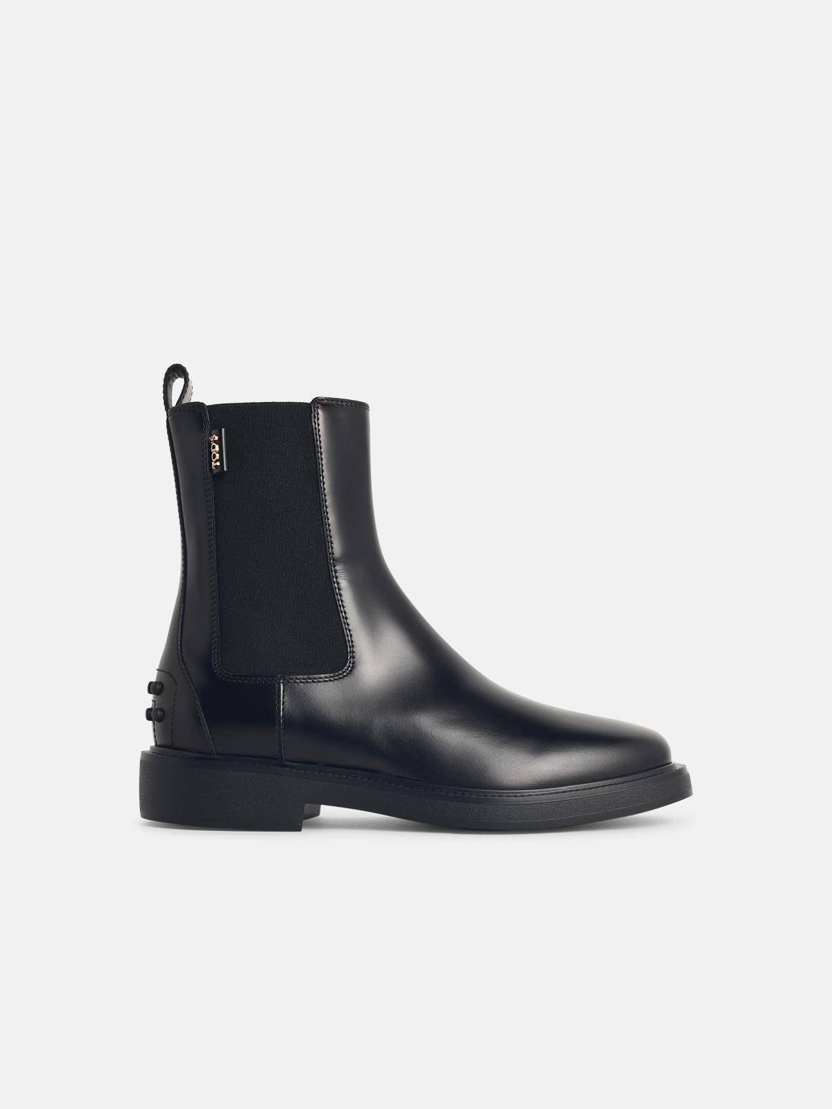 TOD'S Black Leather Ankle Boots