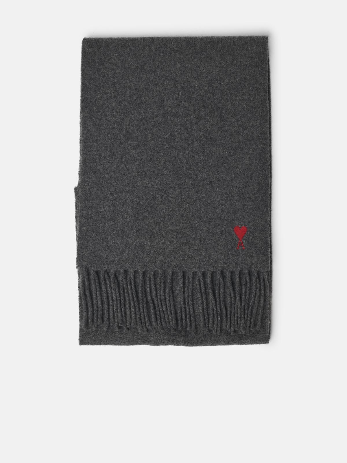 AMI PARIS Black Wool Scarf