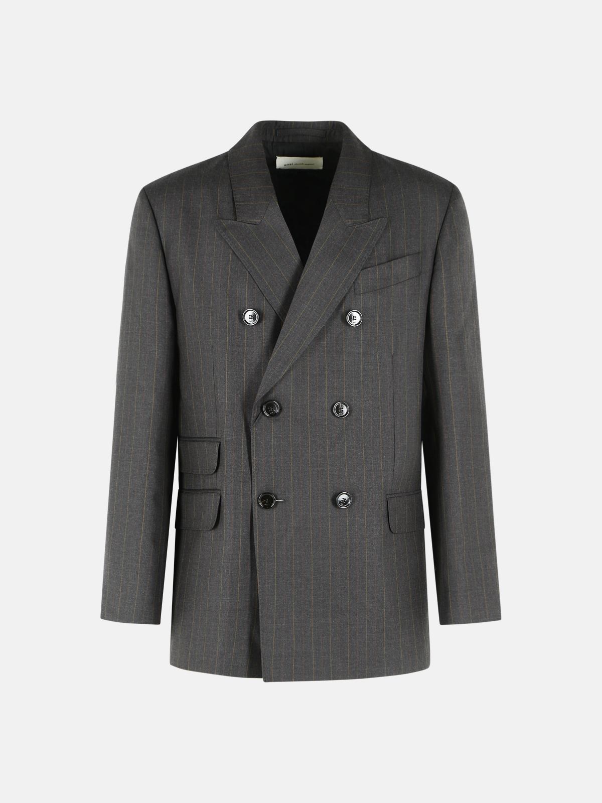 AMI PARIS 'Boxy' Dark Grey Virgin Wool Blazer