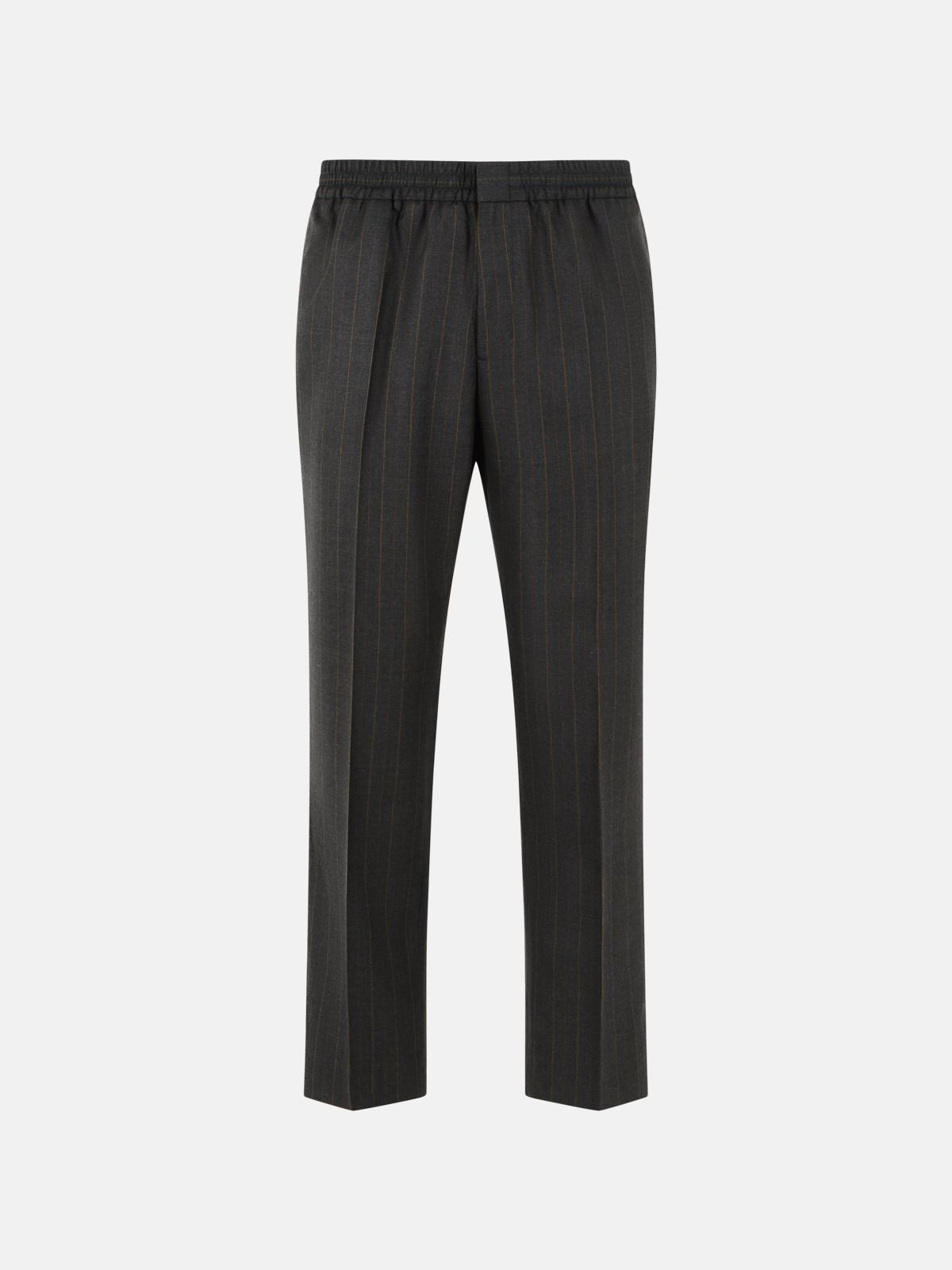 AMI PARIS Striped Grey Wool Trousers