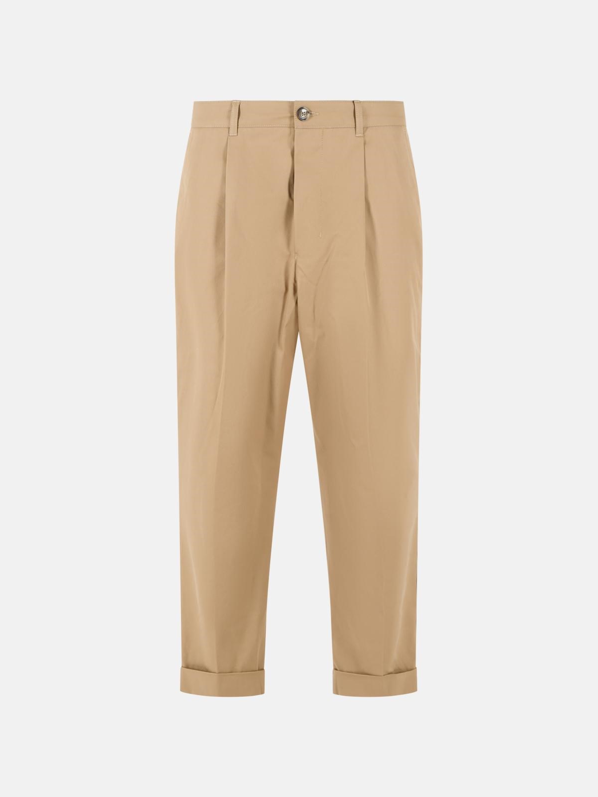 AMI PARIS 'Carrot' Beige Cotton Pants