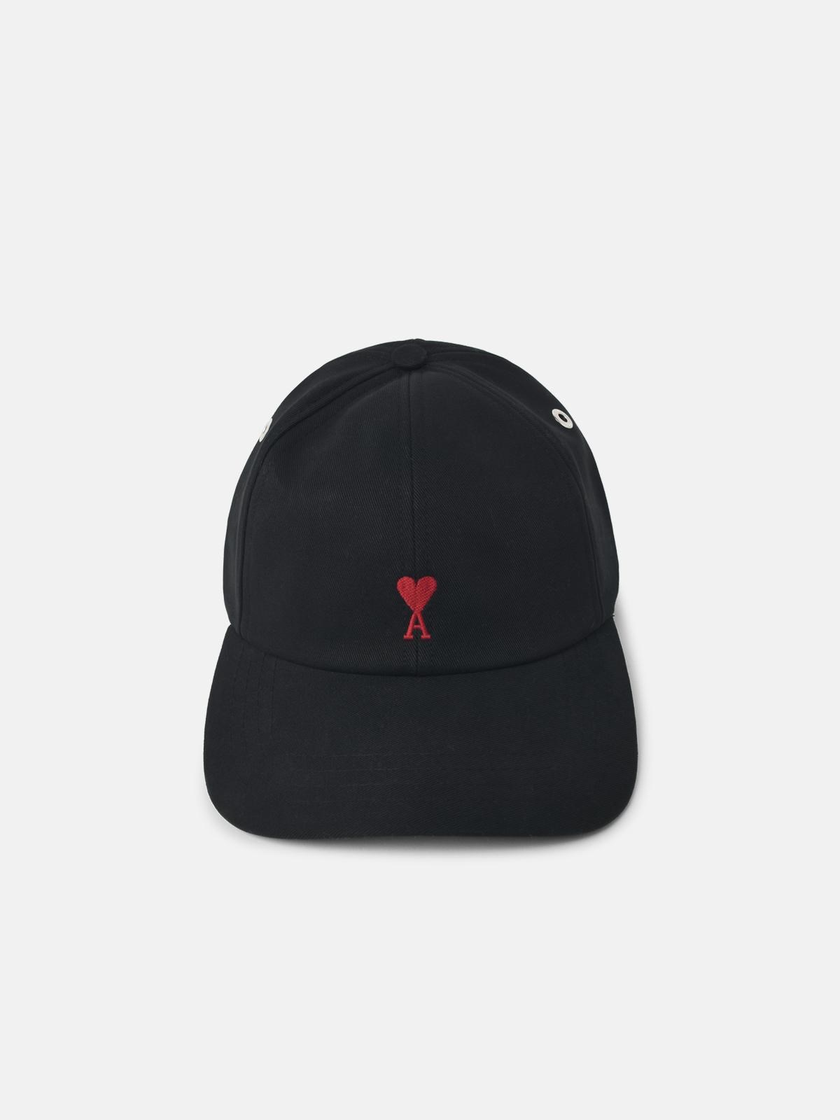 AMI PARIS Black Cotton Cap