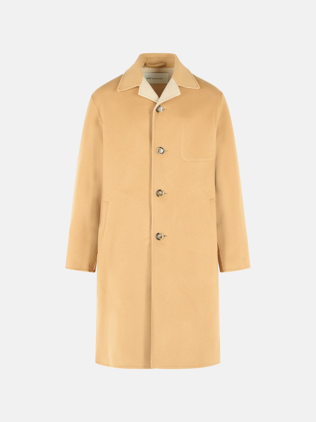 AMI PARIS Beige Wool And Cashmere Coat