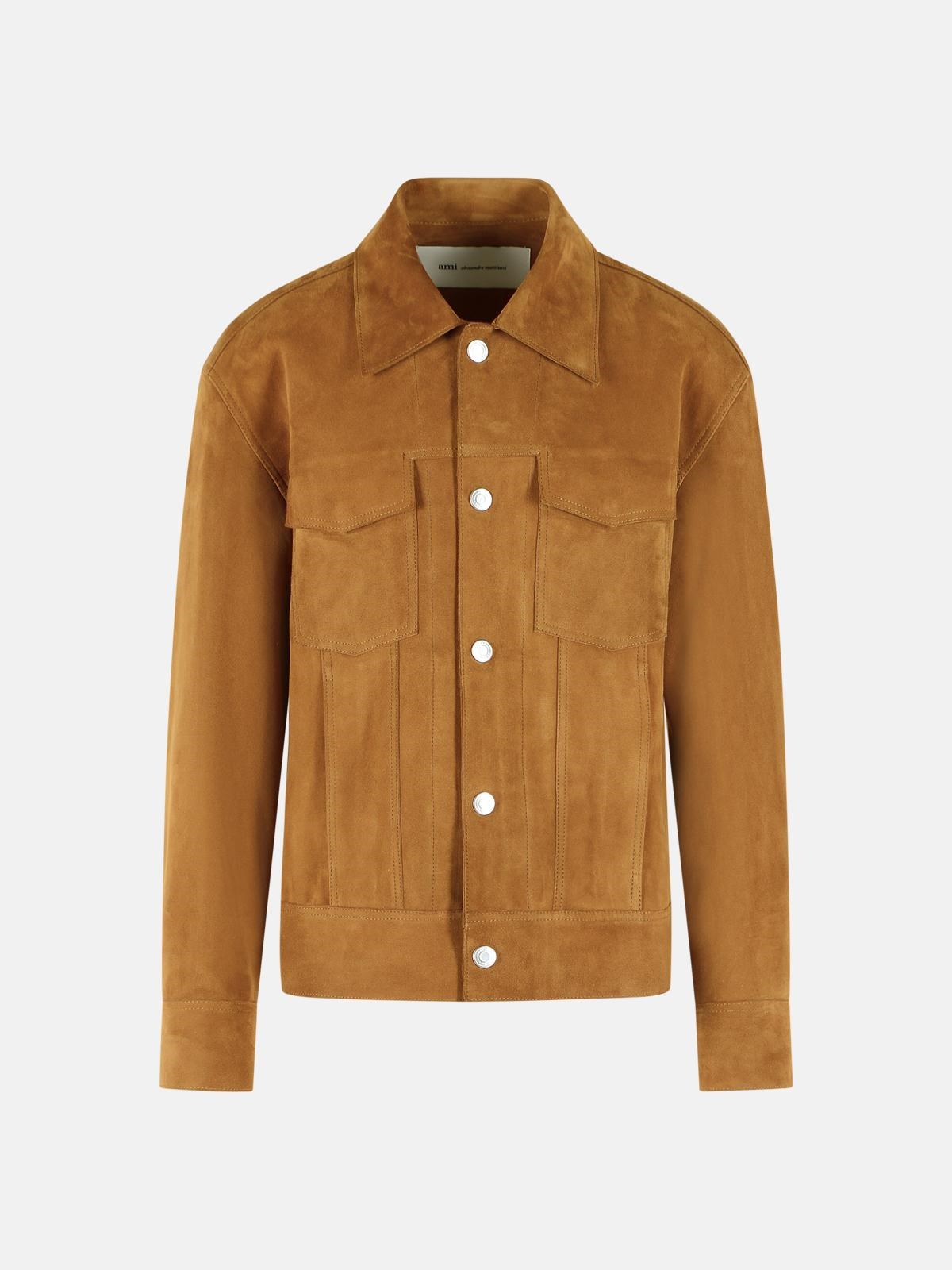 AMI PARIS 'Trucker' Brown Suede Jacket