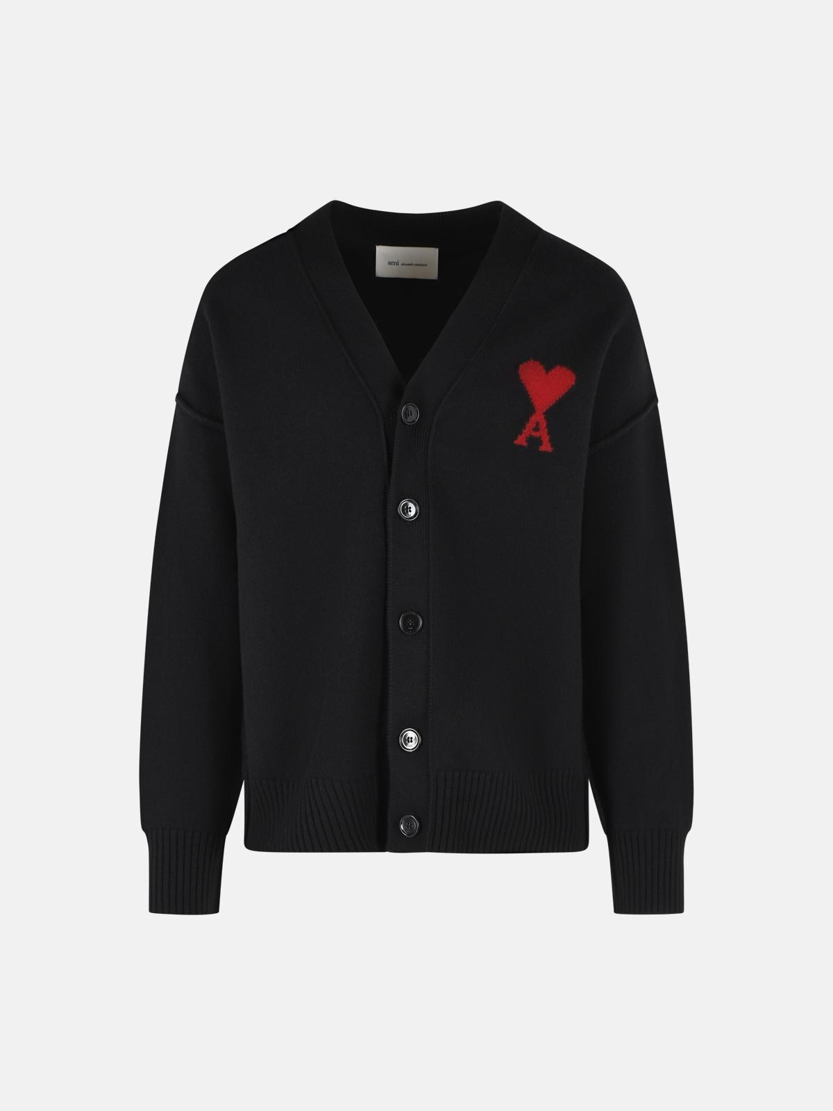 AMI PARIS Black Virgin Wool Cardigan