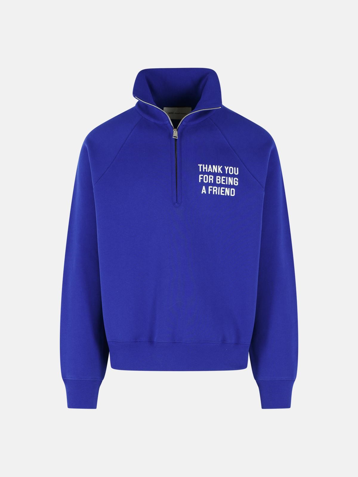 AMI PARIS 'Thank You For Being A Friend' Blue Cotton Sweatshirt