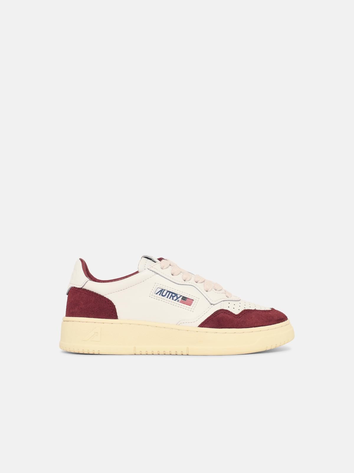 Autry 'medalist Low' White And Burgundy Leather Sneakers In Bordeaux