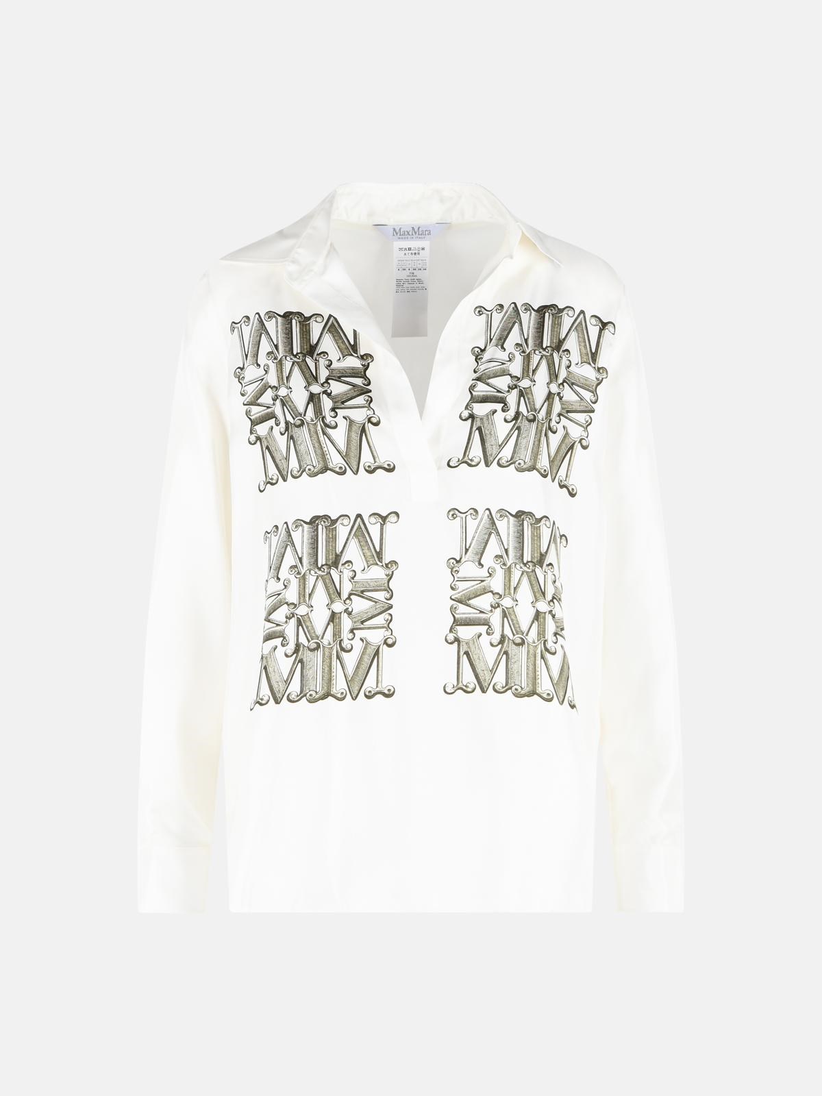 MAX MARA 'Filtro' White And Green Silk Shirt