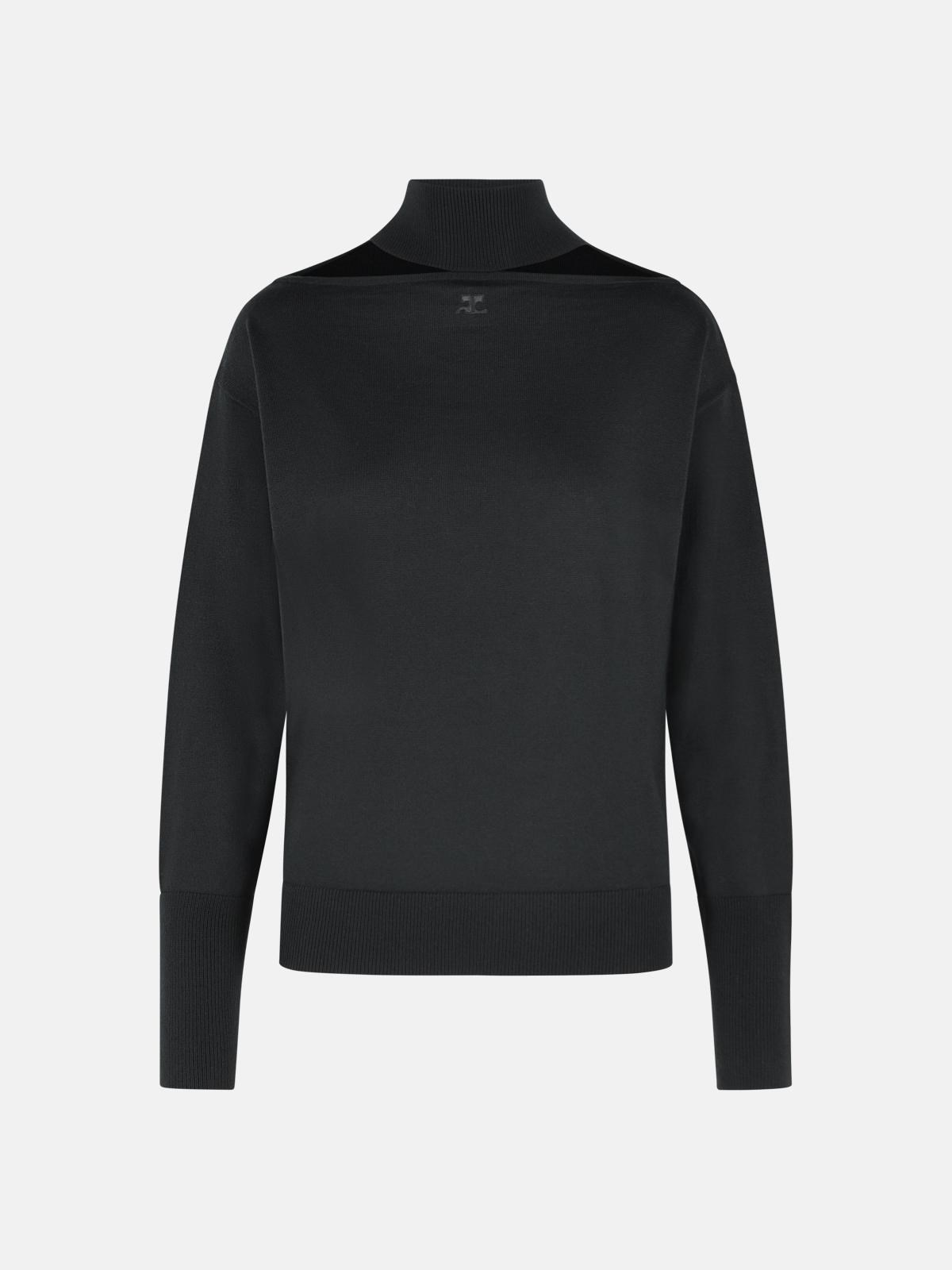 Courrèges Black Merino Wool Turtleneck Sweater
