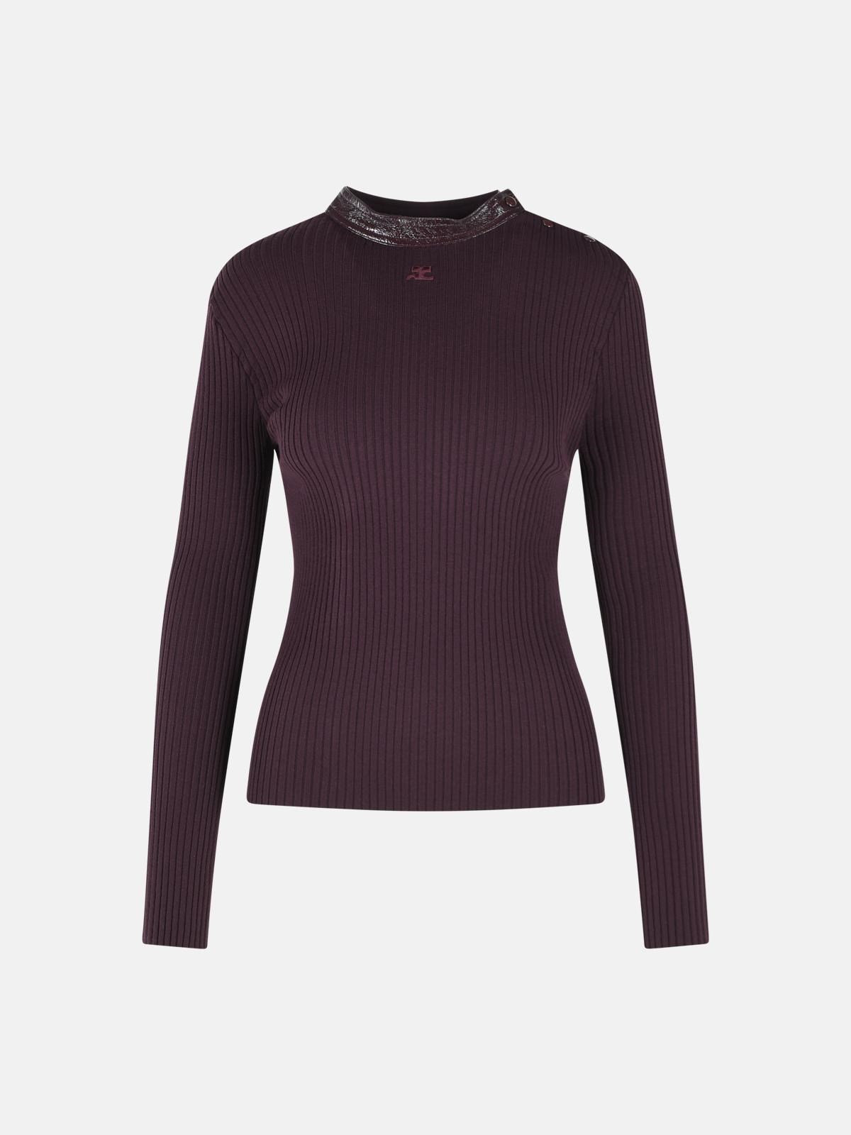 Courrèges Burgundy Viscose Blend Sweater In Bordeaux