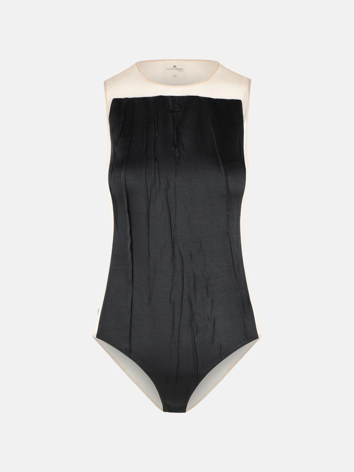 Courrèges Black And Beige Polyester Bodysuit