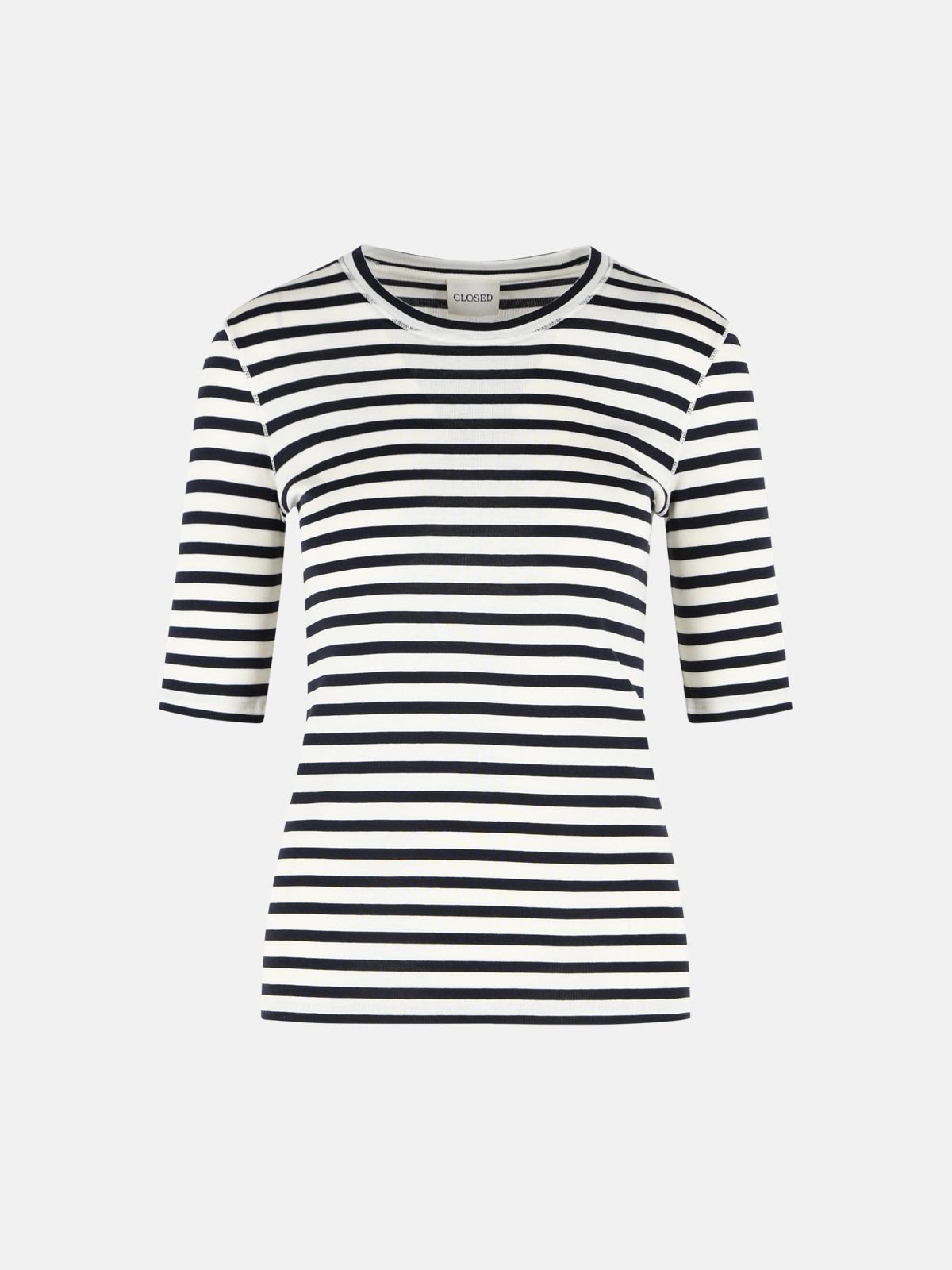 Closed Blue And Ivory Cotton Blend T-shirt