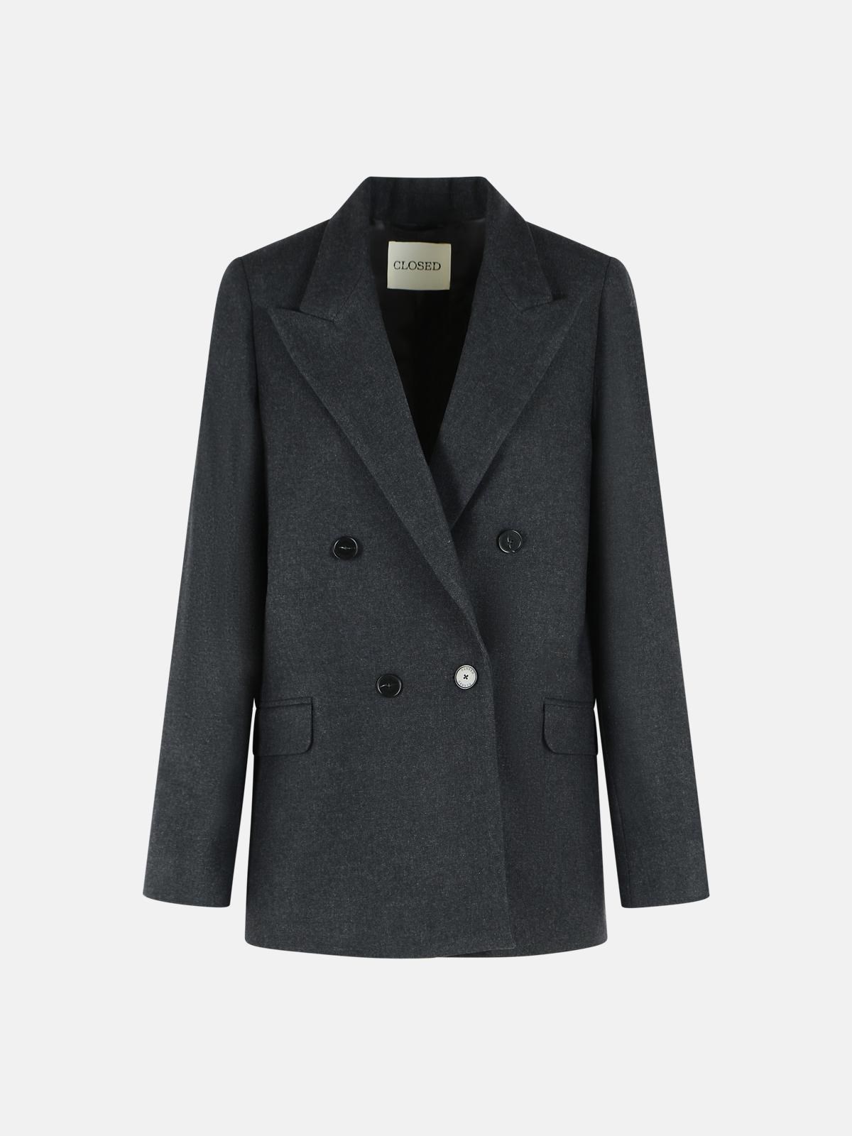 CLOSED Double-Breasted Blazer In Black Virgin Wool Blend