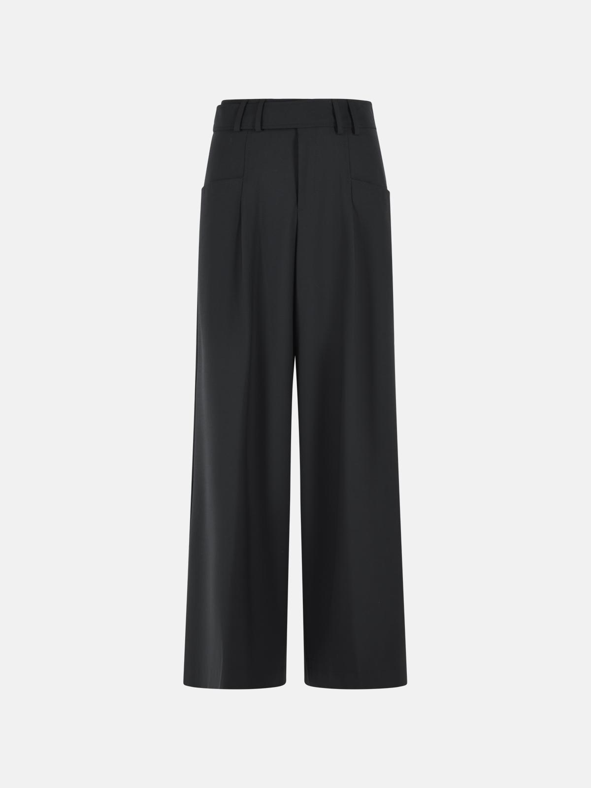Closed 'wes' Wide Pants In Black Stretch Virgin Wool Blend