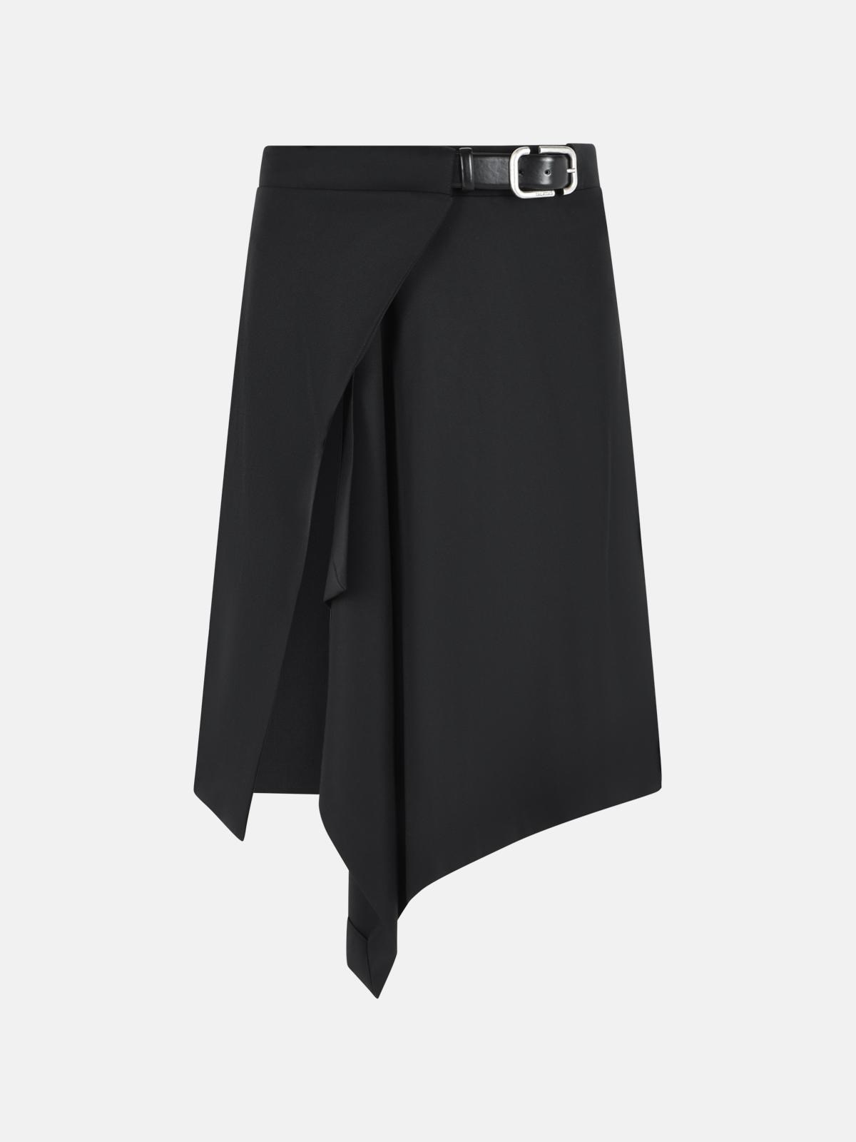 THE ATTICO Black Virgin Wool Midi Skirt THE
