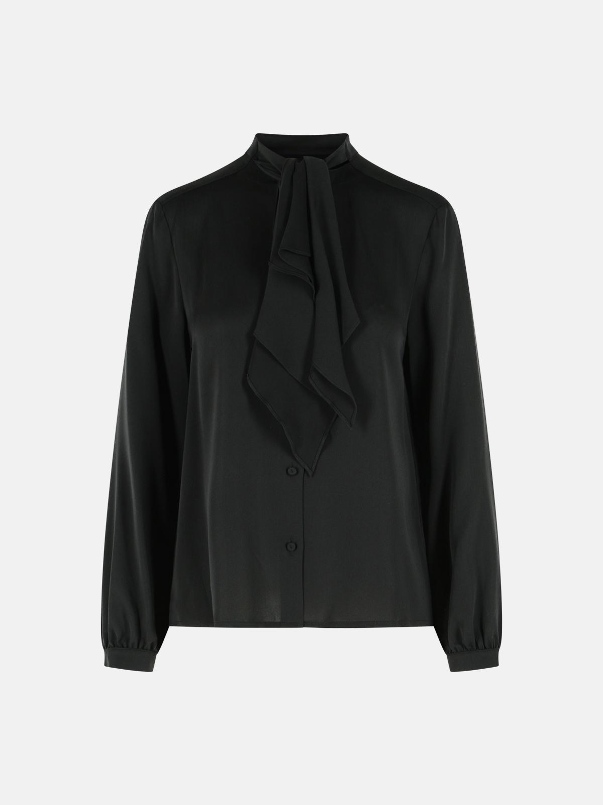 MAX MARA Leccio' Silk Charmeuse Shirt With Black Ruffle