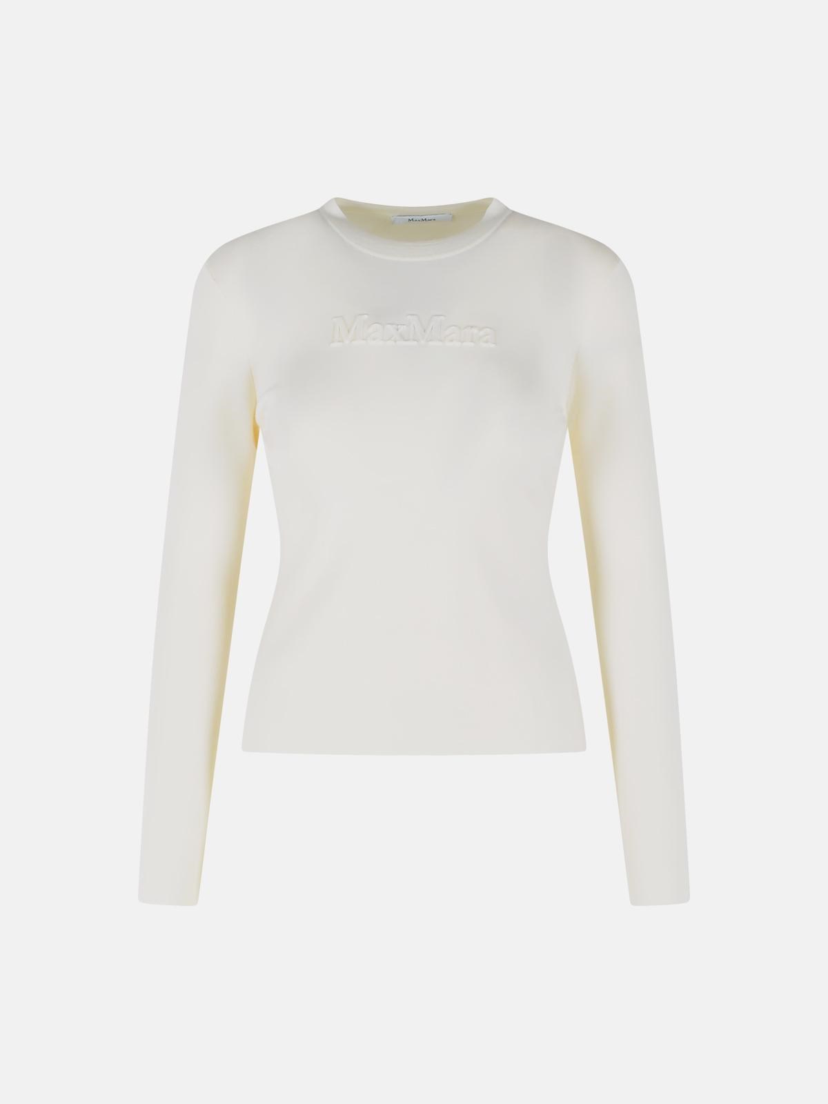 MAX MARA 'Manto' White Wool Yarn Sweater