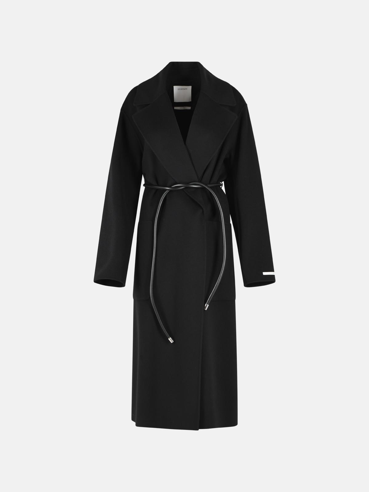 Sportmax 'zannata' Oversize Black Virgin Wool Coat