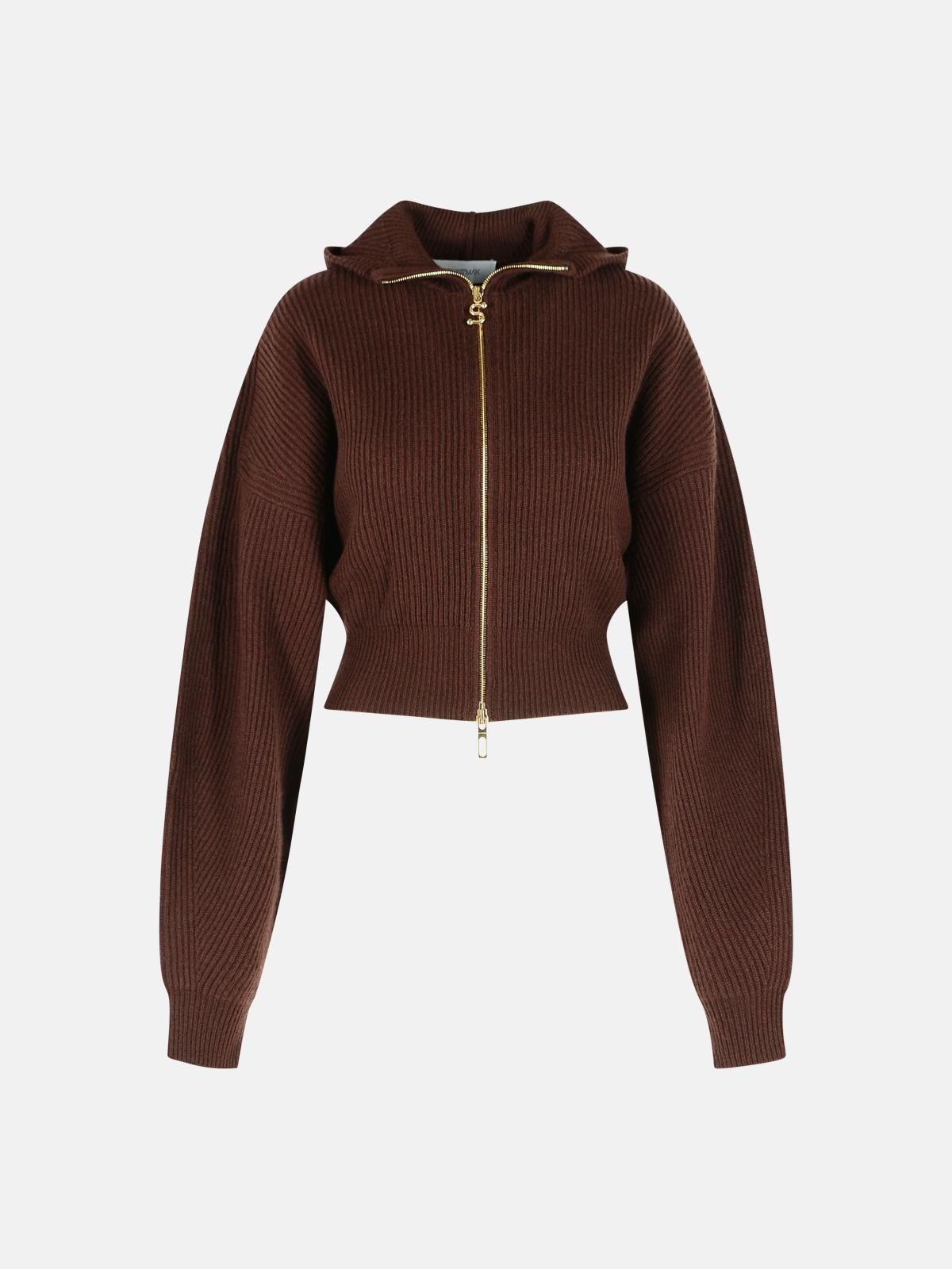 SPORTMAX 'Balco' Brown Wool And Cashmere Cardigan