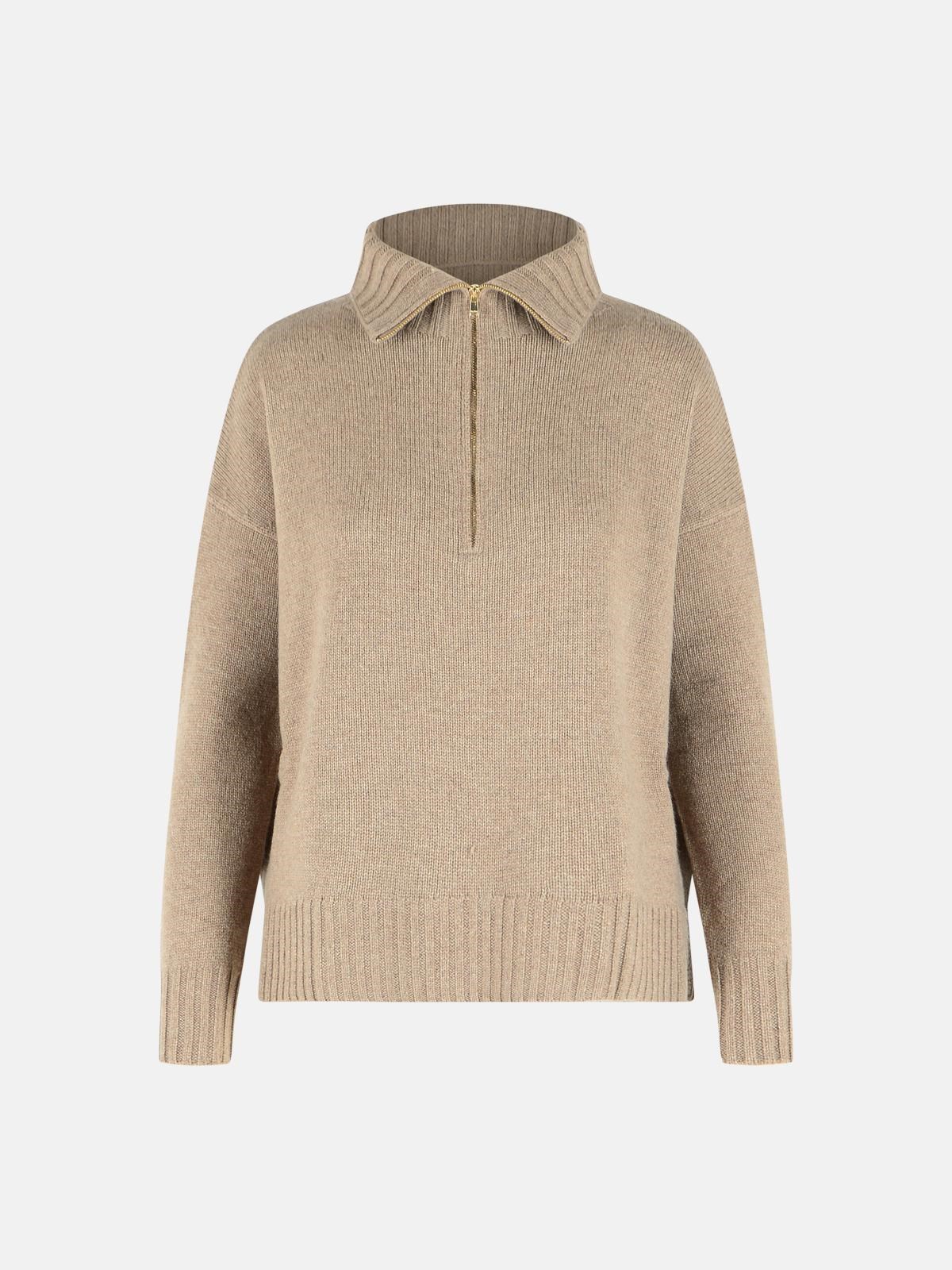 MAX MARA 'Crasso' High Neck Sweater Made From Beige Cachemire Yarn