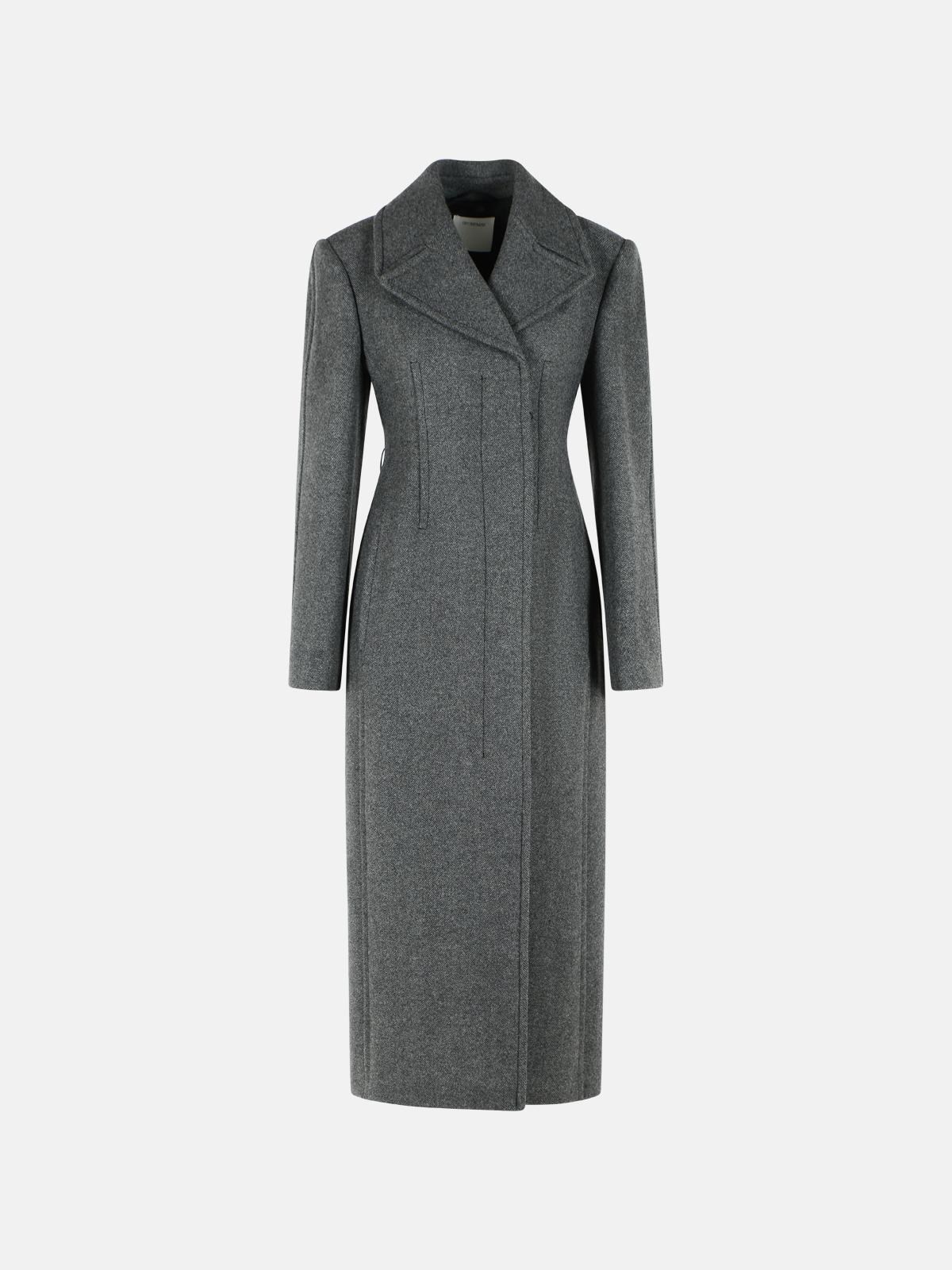 SPORTMAX 'Golfo' Long Coat In Pure Grey Wool