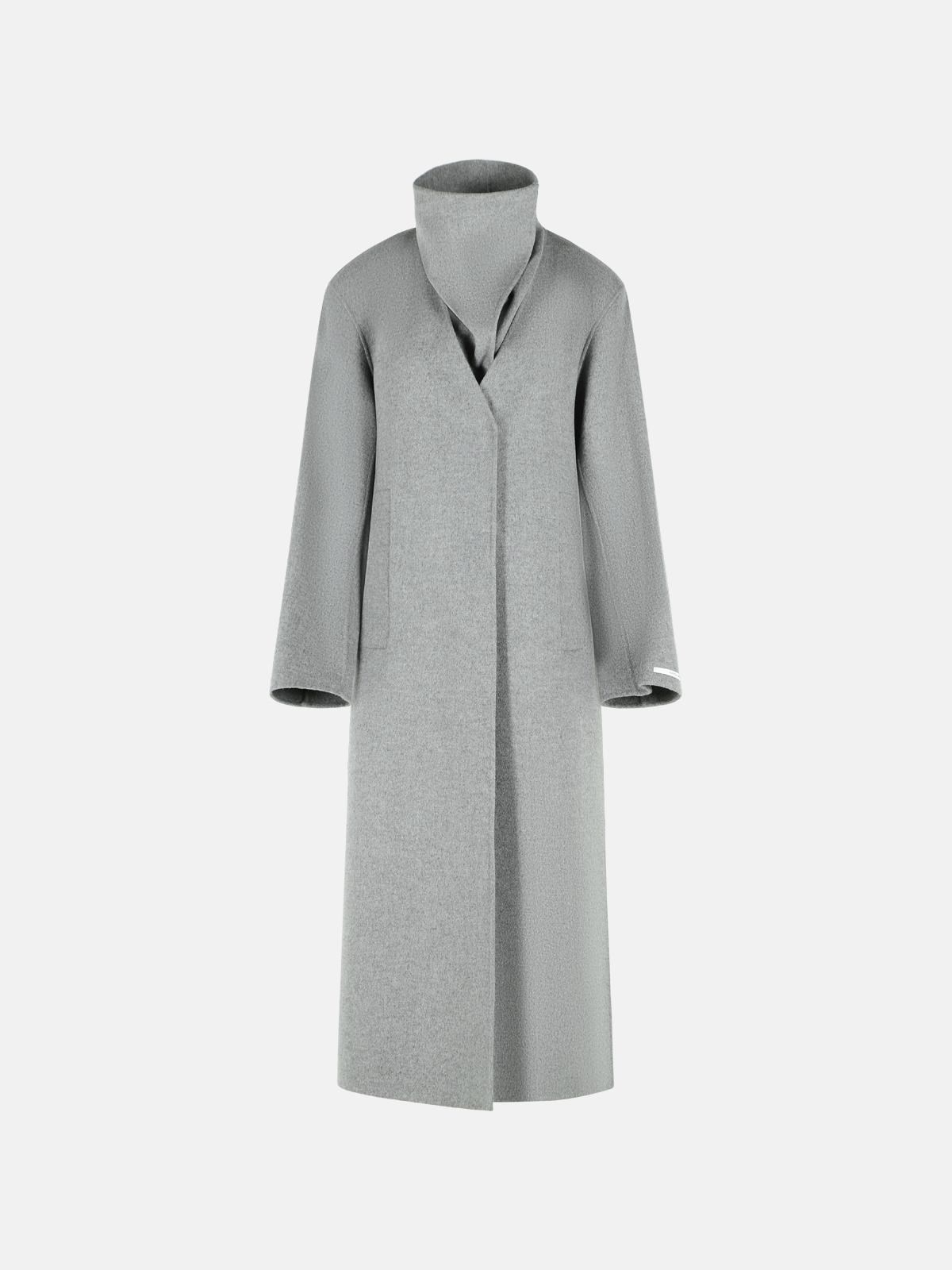 SPORTMAX 'Assenso' Long Coat In Pure Grey Wool