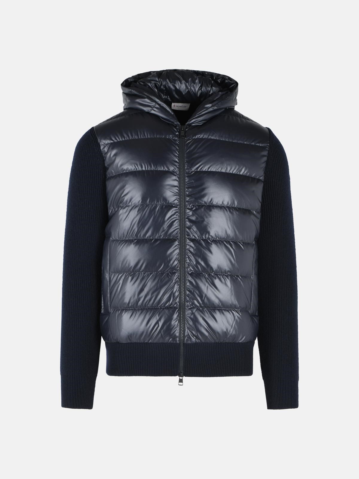 MONCLER 'Tricot' Blue Virgin Wool Cardigan