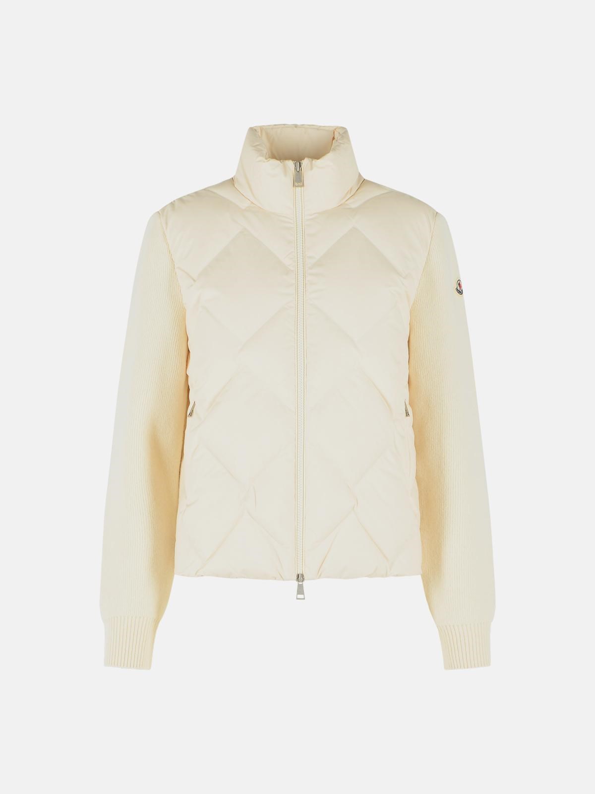 MONCLER 'Tricot' Ivory White Virgin Wool Cardigan