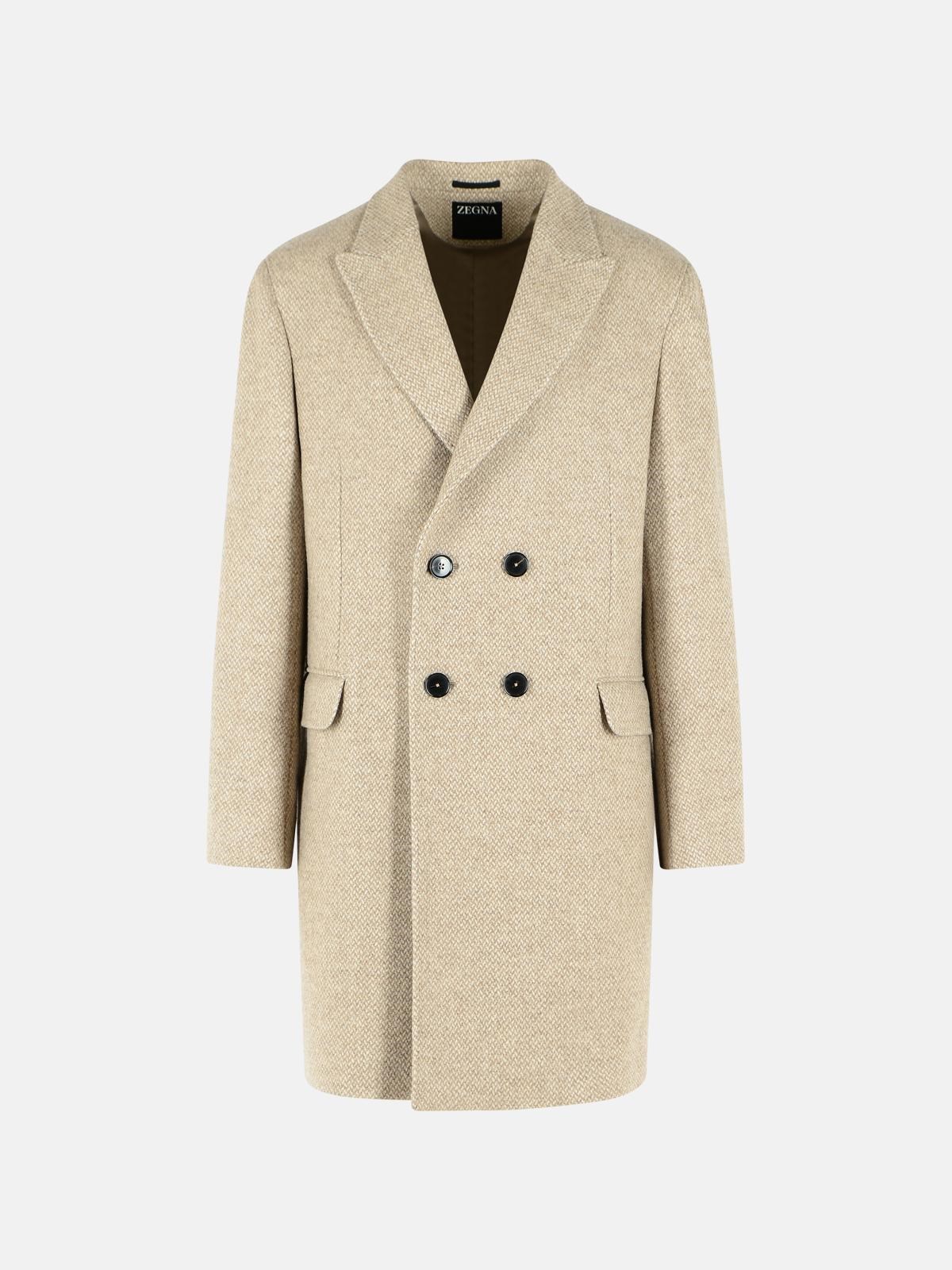 ZEGNA Beige Wool And Cashmere Coat