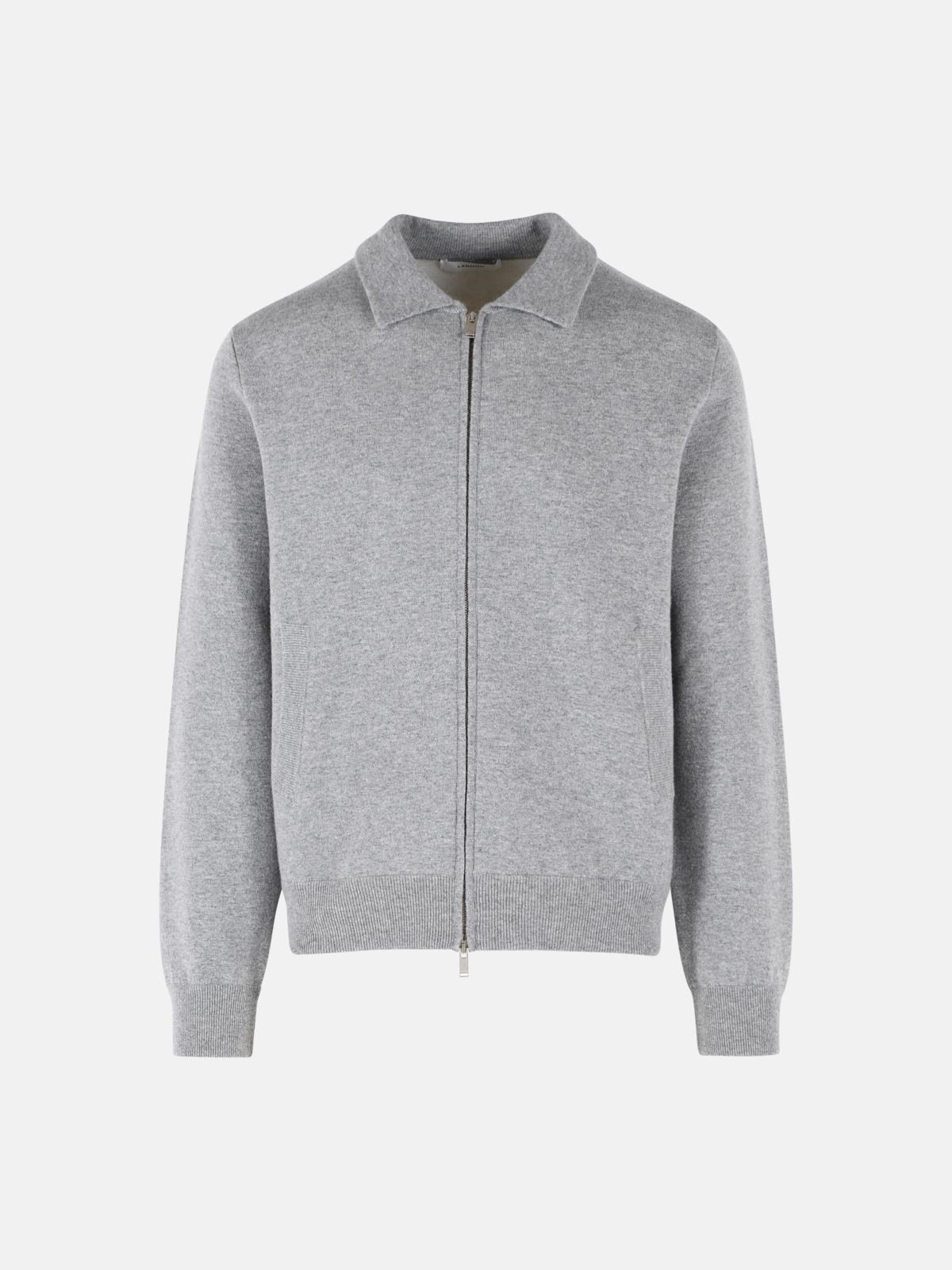 LARDINI 'Double' Grey Wool Bomber Jacket LARDINI