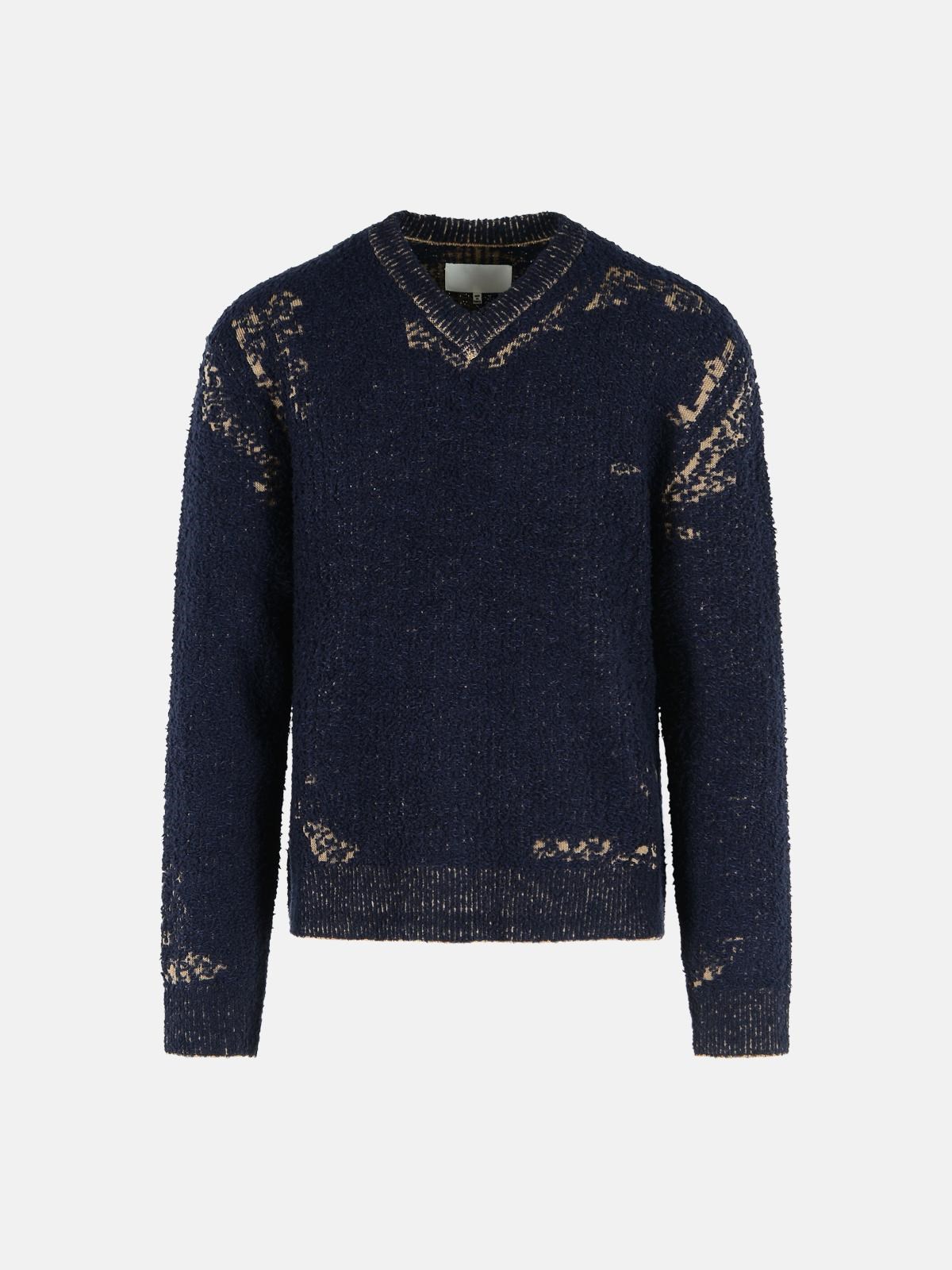 MAISON MARGIELA 'Acid' Blue Cotton And Wool Sweater