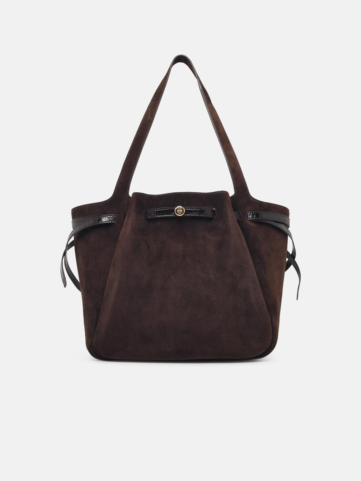 TORY BURCH 'Romy Tote' Brown Suede Bag