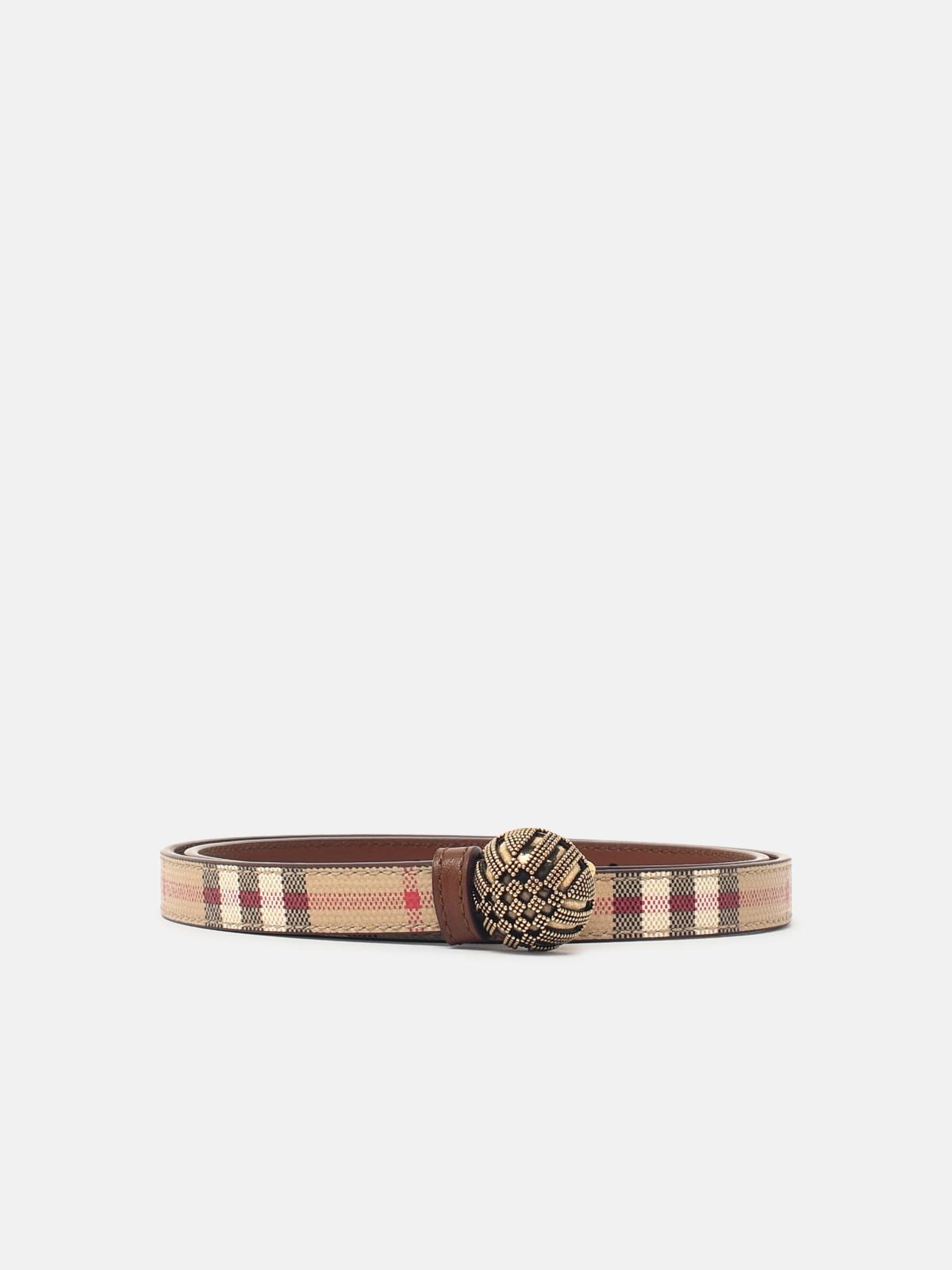 Burberry 'granulation' Belt In Beige And Brown Leather Blend