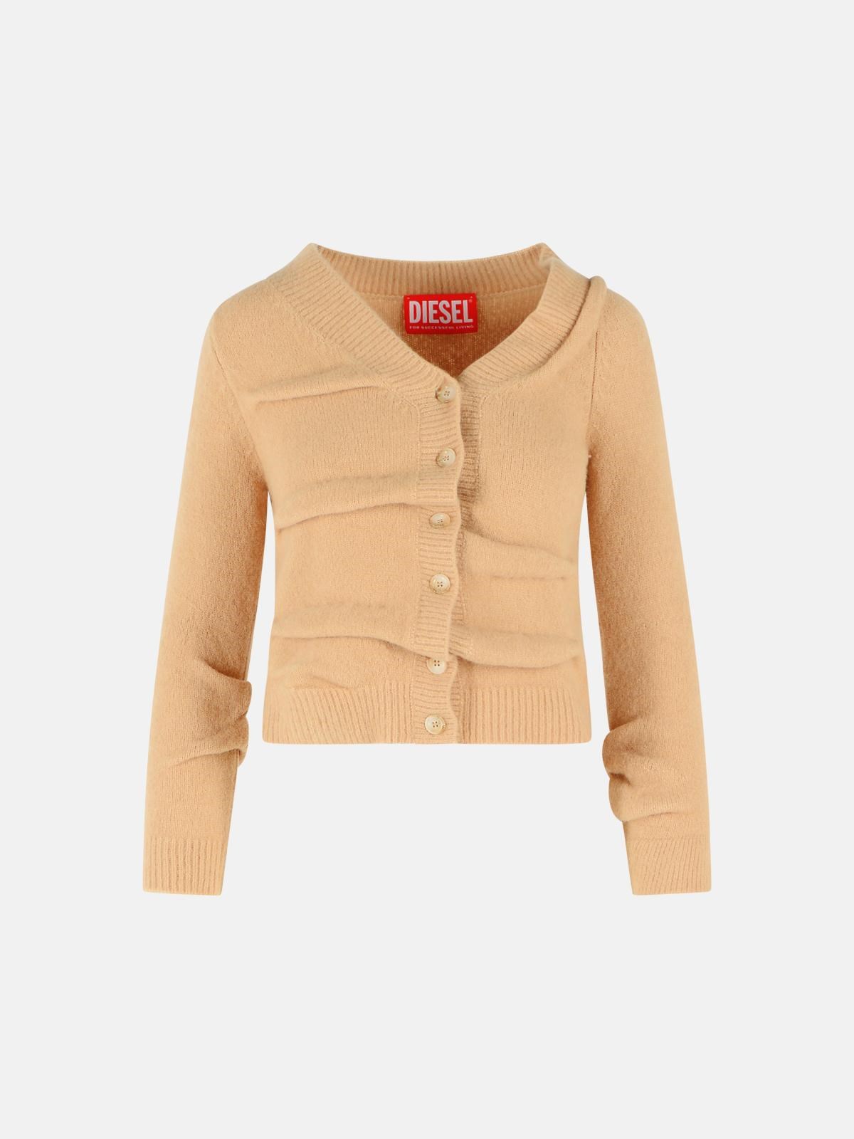 DIESEL M-Ava Cardigan In Beige Wool