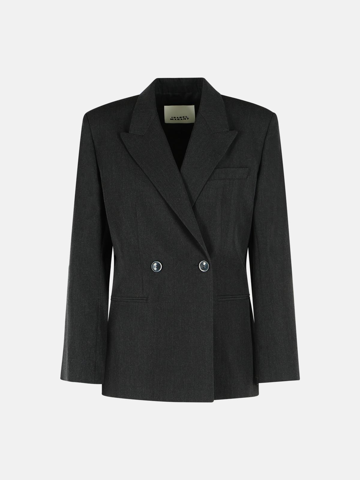 ISABEL MARANT 'Ranya' Double-Breasted Grey Virgin Wool Blazer