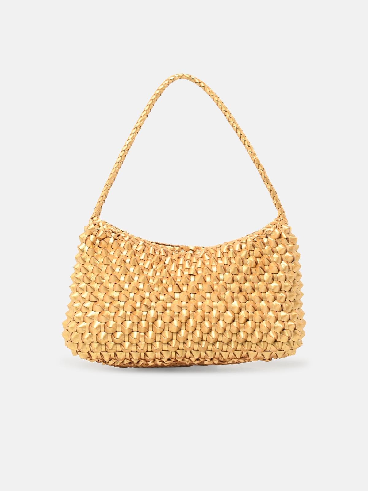 Dragon Diffusion Gold Leather Shoulder Bag In Gold